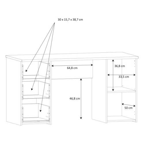 Biurko 140x60 cm z 3 szufladami i szafką Dąb Artisan / Biały